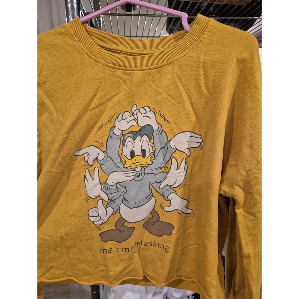Disney Girls Donald Duck Yellow Long Sleeve‎ Shirt Top Size M EUC